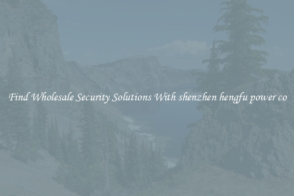 Find Wholesale Security Solutions With shenzhen hengfu power co