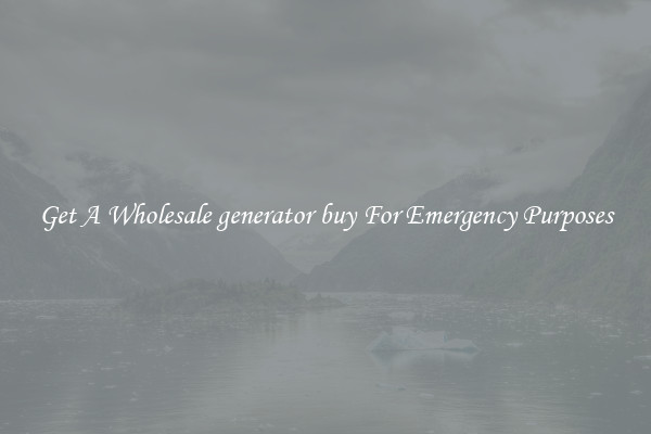 Get A Wholesale generator buy For Emergency Purposes