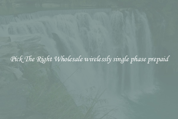 Pick The Right Wholesale wirelessly single phase prepaid