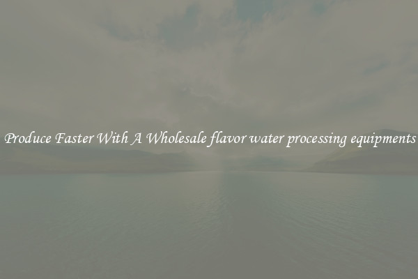 Produce Faster With A Wholesale flavor water processing equipments